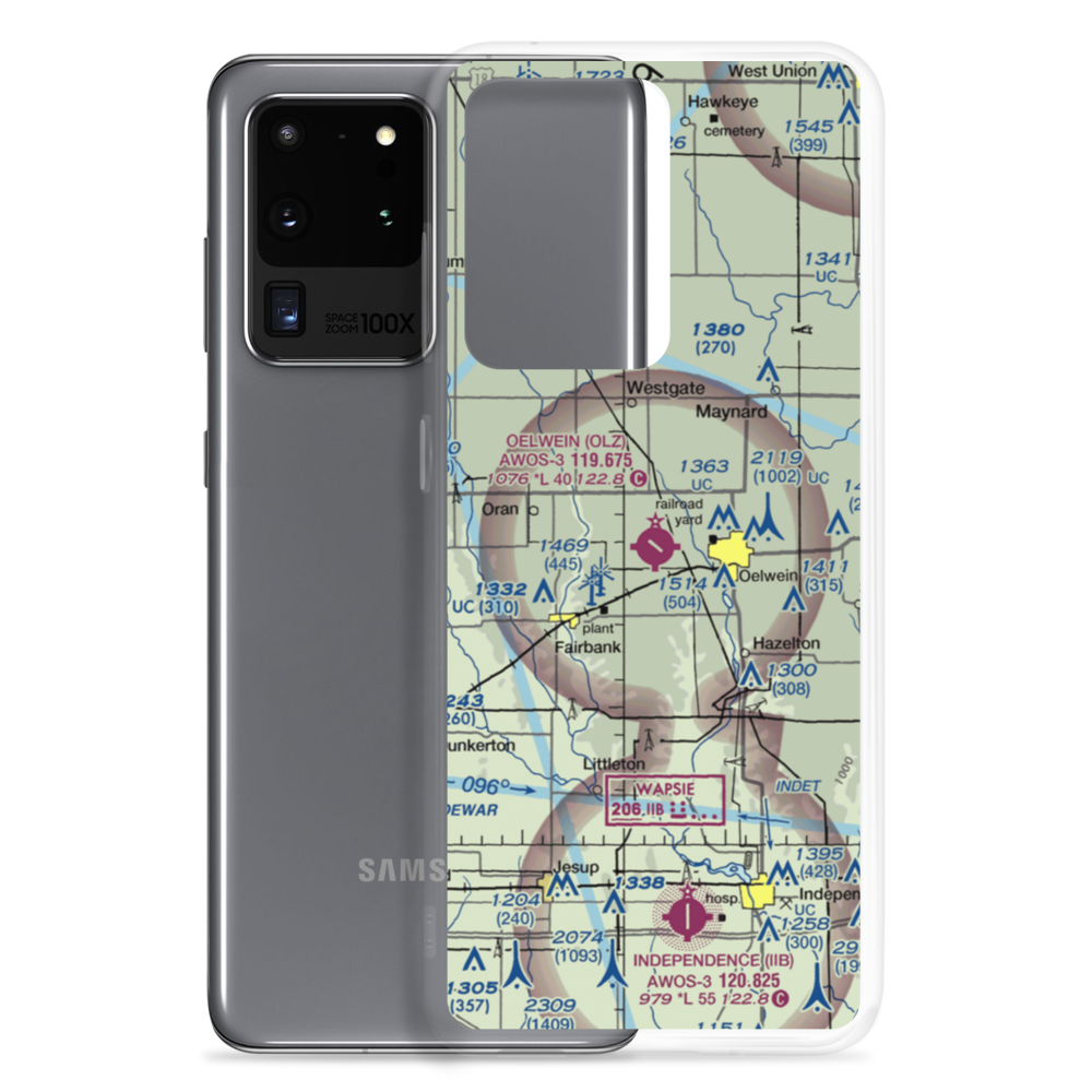 Oelwein Municipal Airport (OLZ) VFR Sectional Samsung Case Samsung Galaxy S20 Ultra model shown