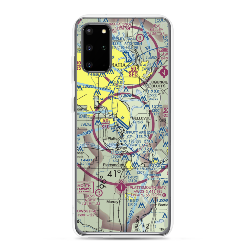Offutt Air Force Base (OFF) VFR Sectional Samsung Case Samsung Galaxy S20 Plus model shown