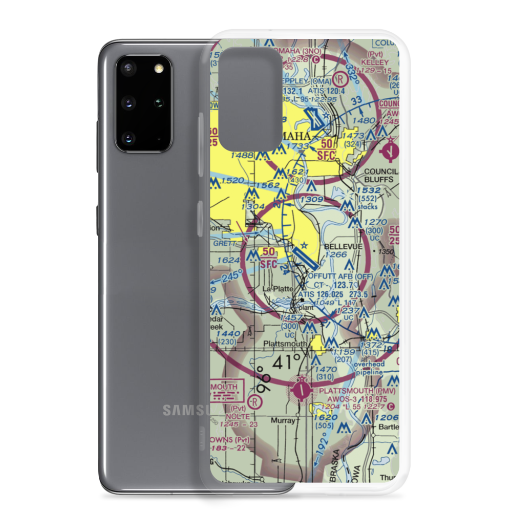 Offutt Air Force Base (OFF) VFR Sectional Samsung Case Samsung Galaxy S20 Plus model shown