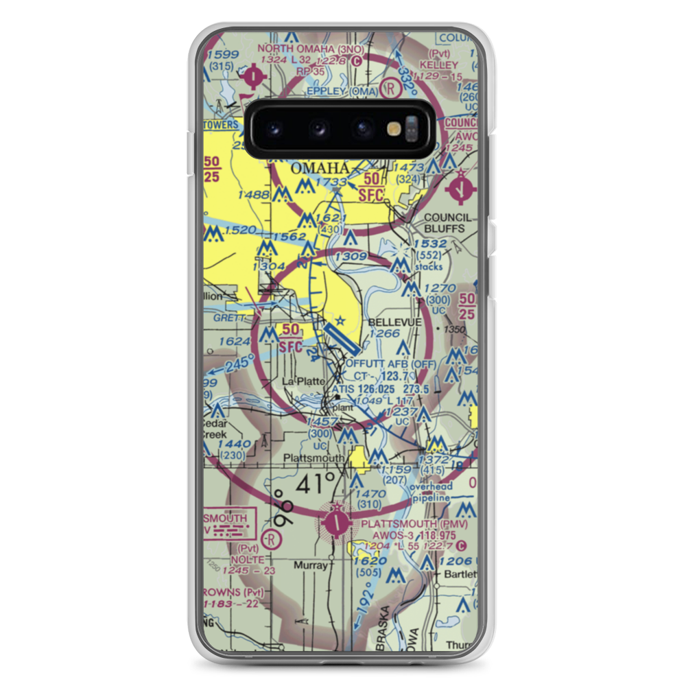 Offutt Air Force Base (OFF) VFR Sectional Samsung Case Samsung Galaxy S10+ model shown
