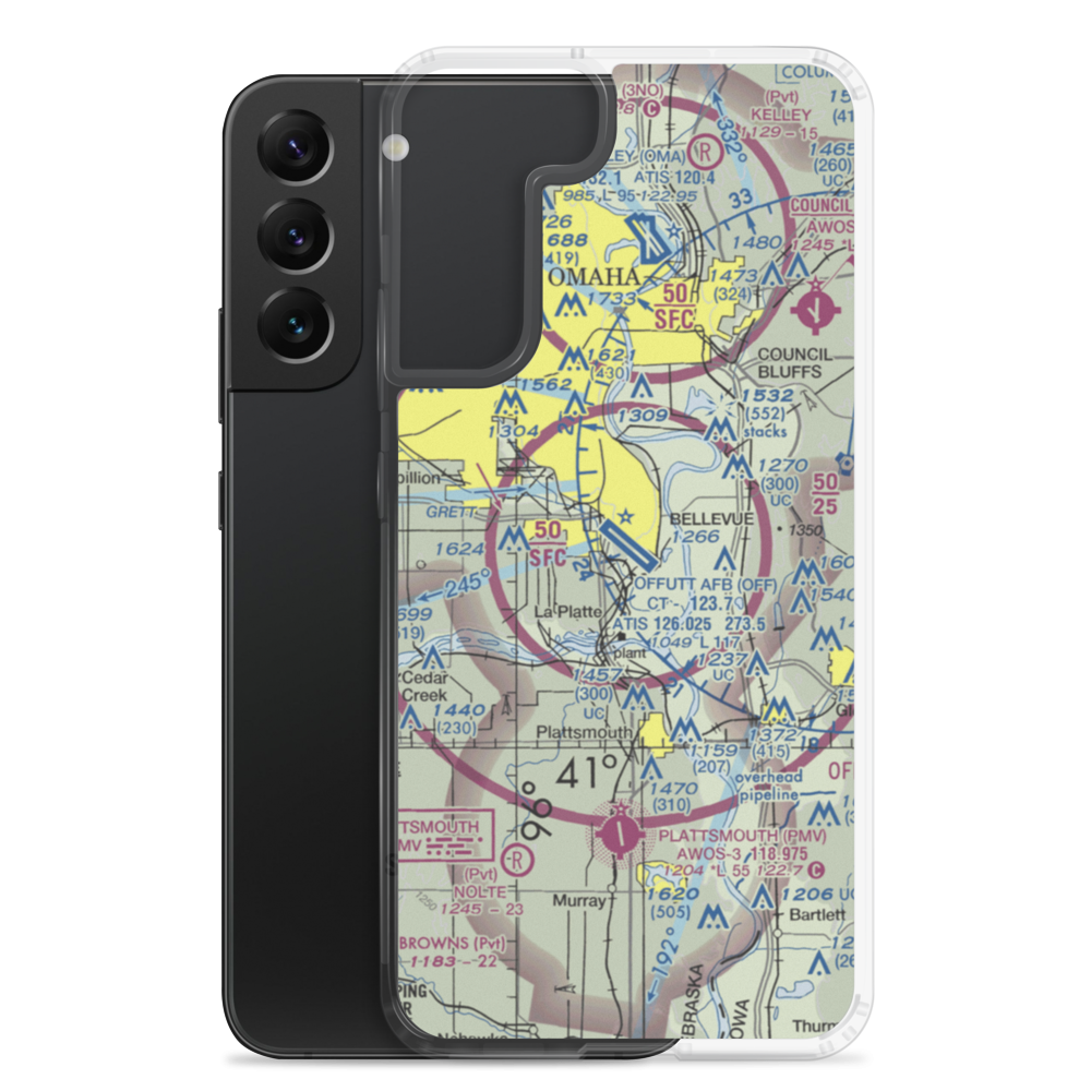 Offutt Air Force Base (OFF) VFR Sectional Samsung Case Samsung Galaxy S22 Plus model shown