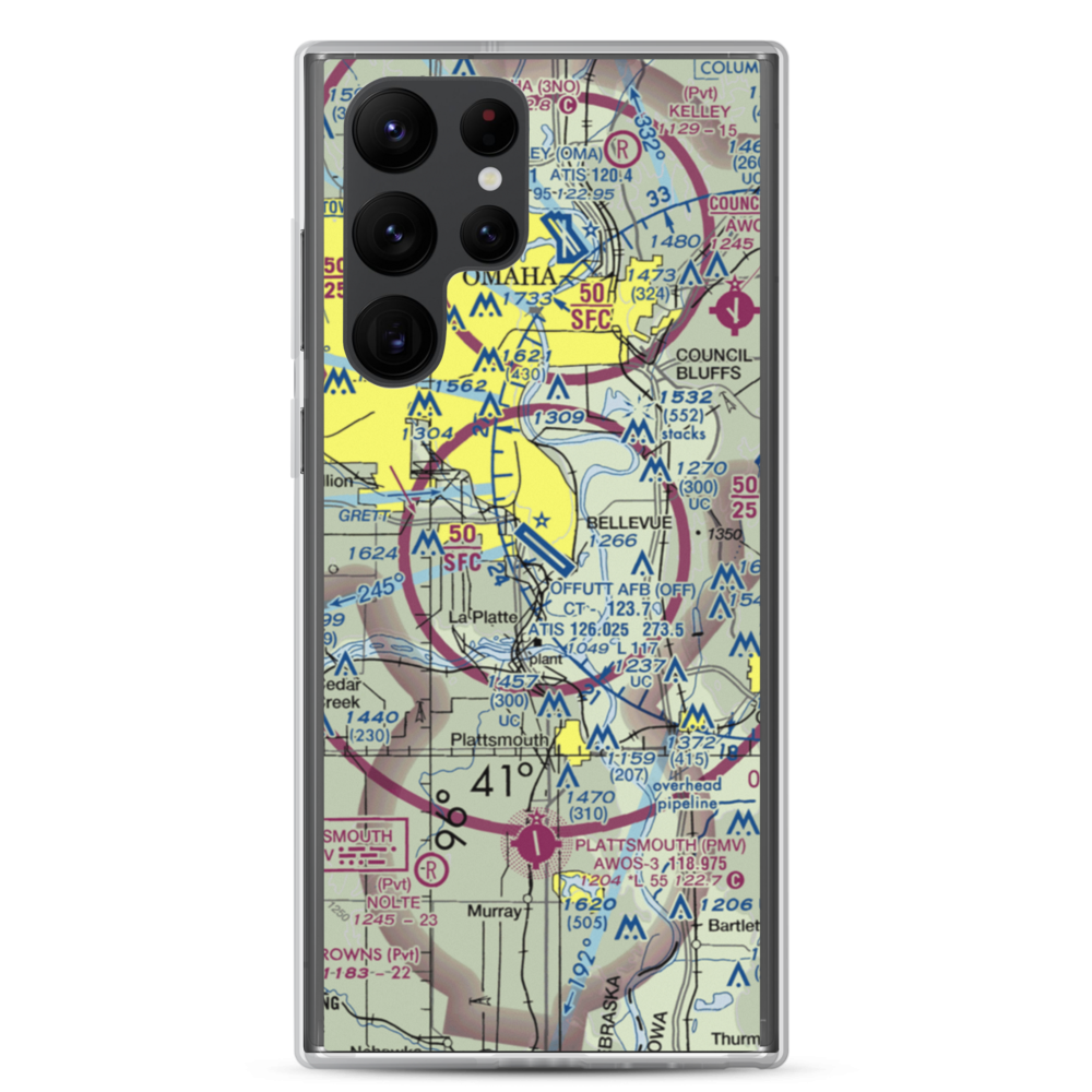 Offutt Air Force Base (OFF) VFR Sectional Samsung Case Samsung Galaxy S22 Ultra model shown