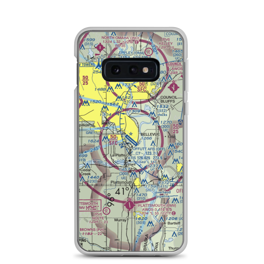 Offutt Air Force Base (OFF) VFR Sectional Samsung Case Samsung Galaxy S10e model shown