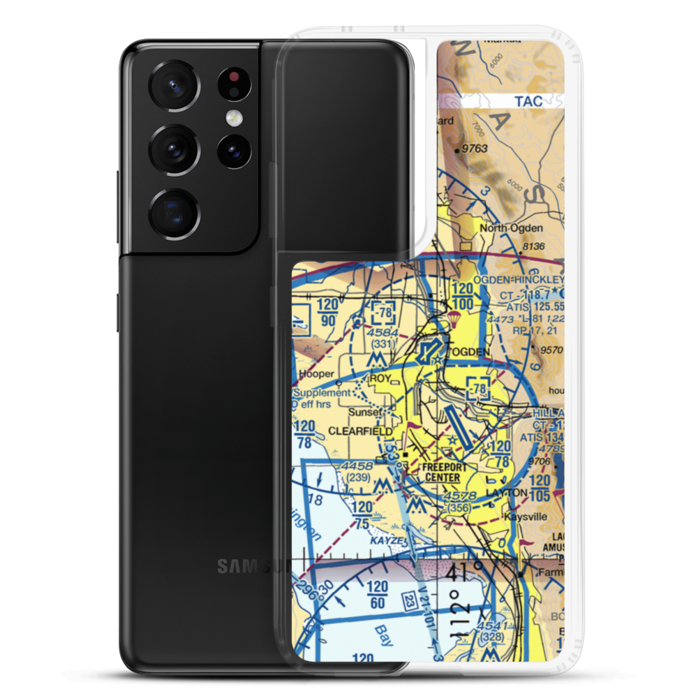 Ogden Hinckley Airport (OGD) VFR Sectional Samsung Case Samsung Galaxy S21 Ultra model shown