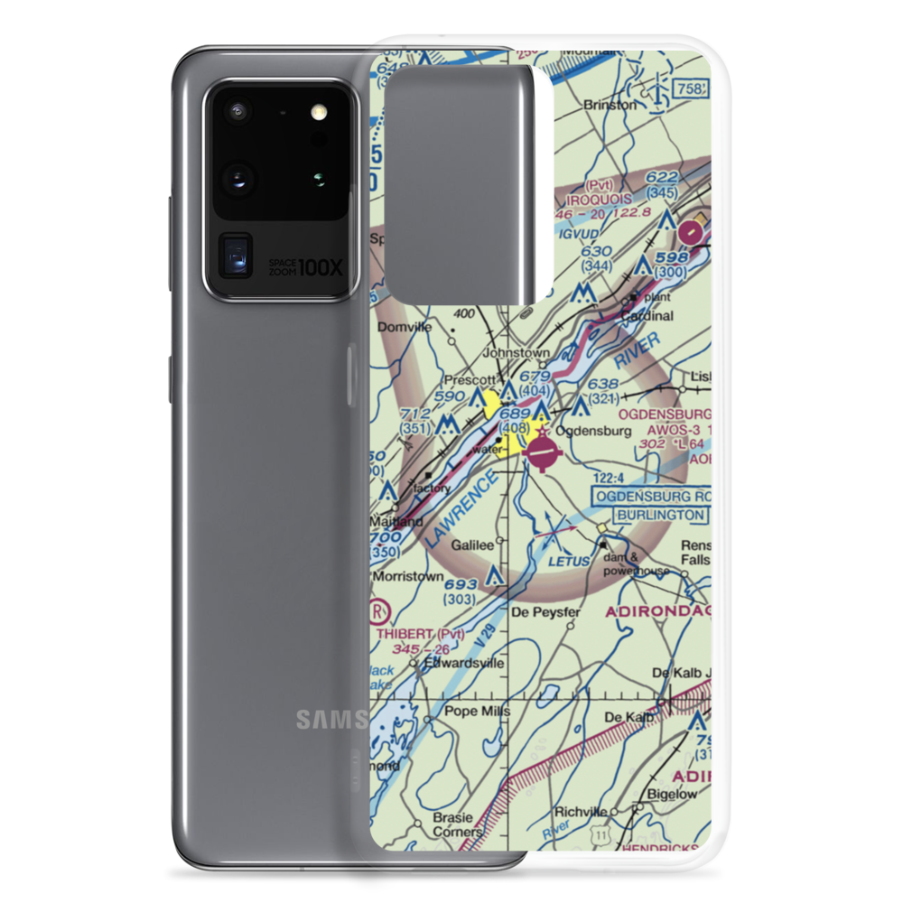 Ogdensburg International Airport (OGS) VFR Sectional Samsung Case Samsung Galaxy S20 Ultra model shown