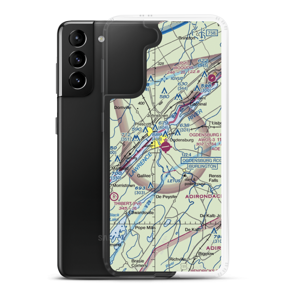Ogdensburg International Airport (OGS) VFR Sectional Samsung Case Samsung Galaxy S21 Plus model shown