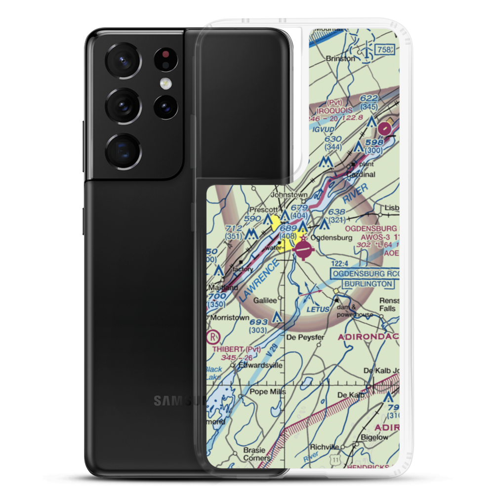 Ogdensburg International Airport (OGS) VFR Sectional Samsung Case Samsung Galaxy S21 Ultra model shown