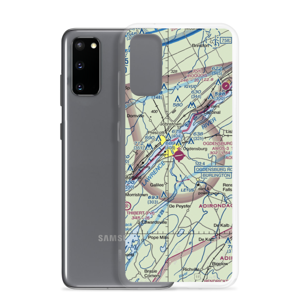 Ogdensburg International Airport (OGS) VFR Sectional Samsung Case Samsung Galaxy S20 model shown