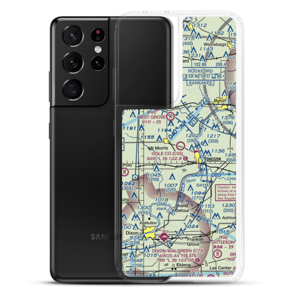 Ogle County Airport (C55) VFR Sectional Samsung Case Samsung Galaxy S21 Ultra model shown