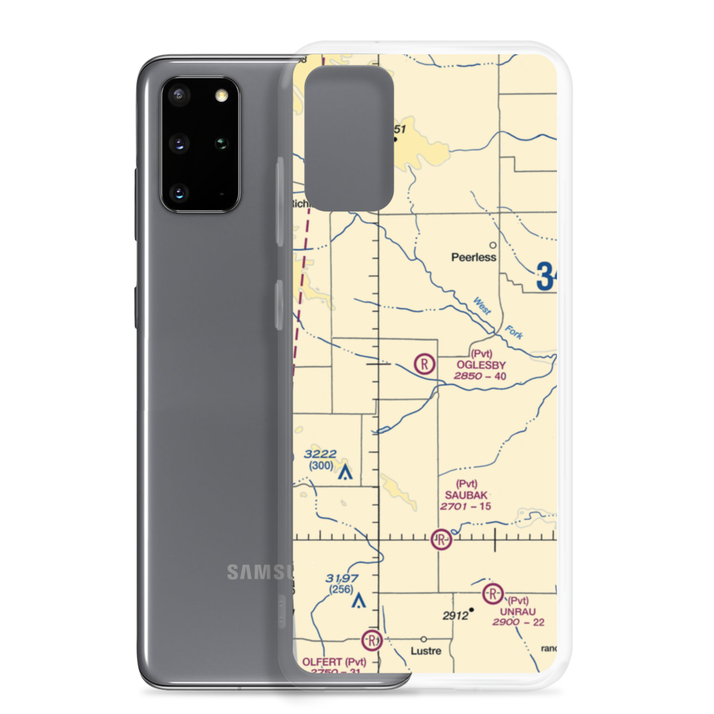 Oglesby Farms Inc Airport (MT87) VFR Sectional Samsung Case Samsung Galaxy S20 Plus model shown