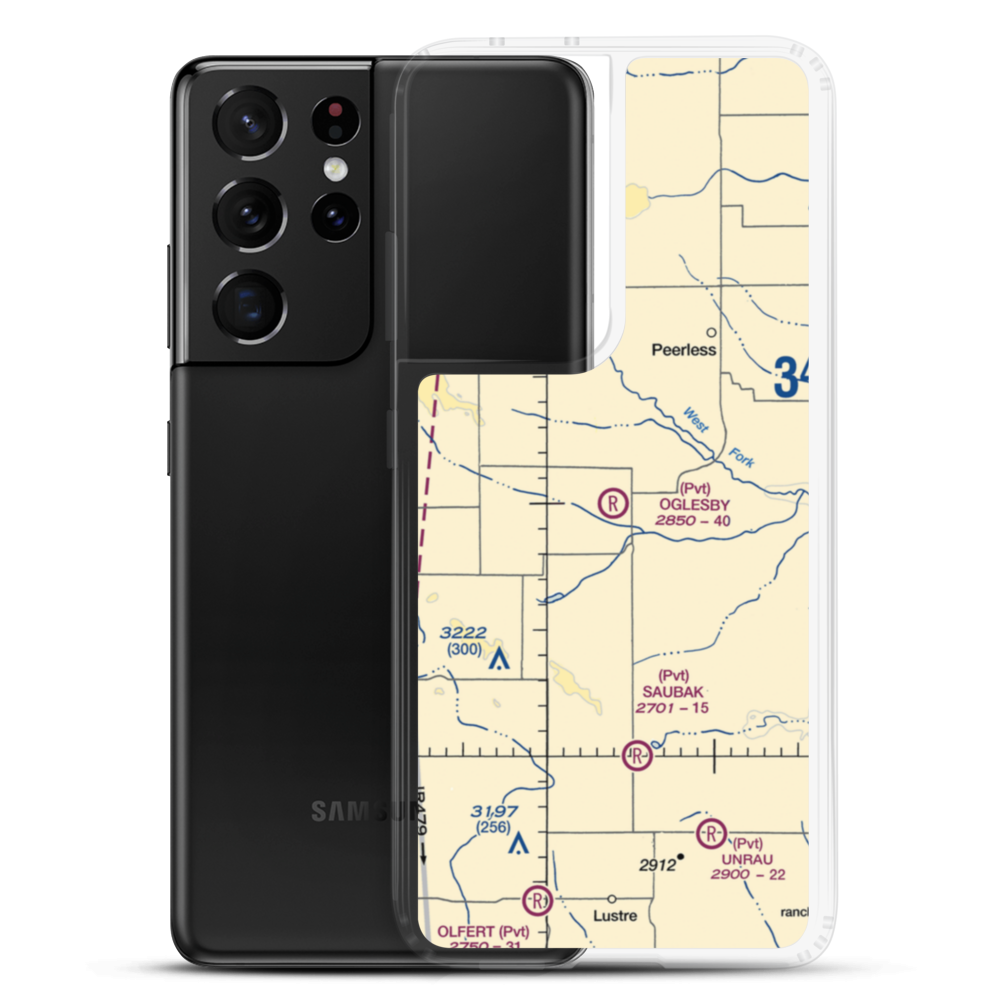 Oglesby Farms Inc Airport (MT87) VFR Sectional Samsung Case Samsung Galaxy S21 Ultra model shown