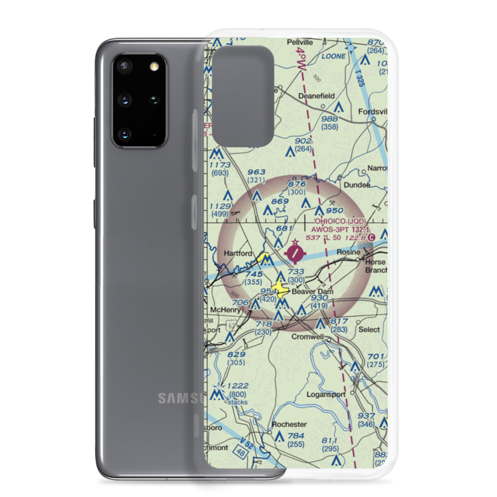 Ohio County Airport (JQD) VFR Sectional Samsung Case Samsung Galaxy S20 Plus model shown
