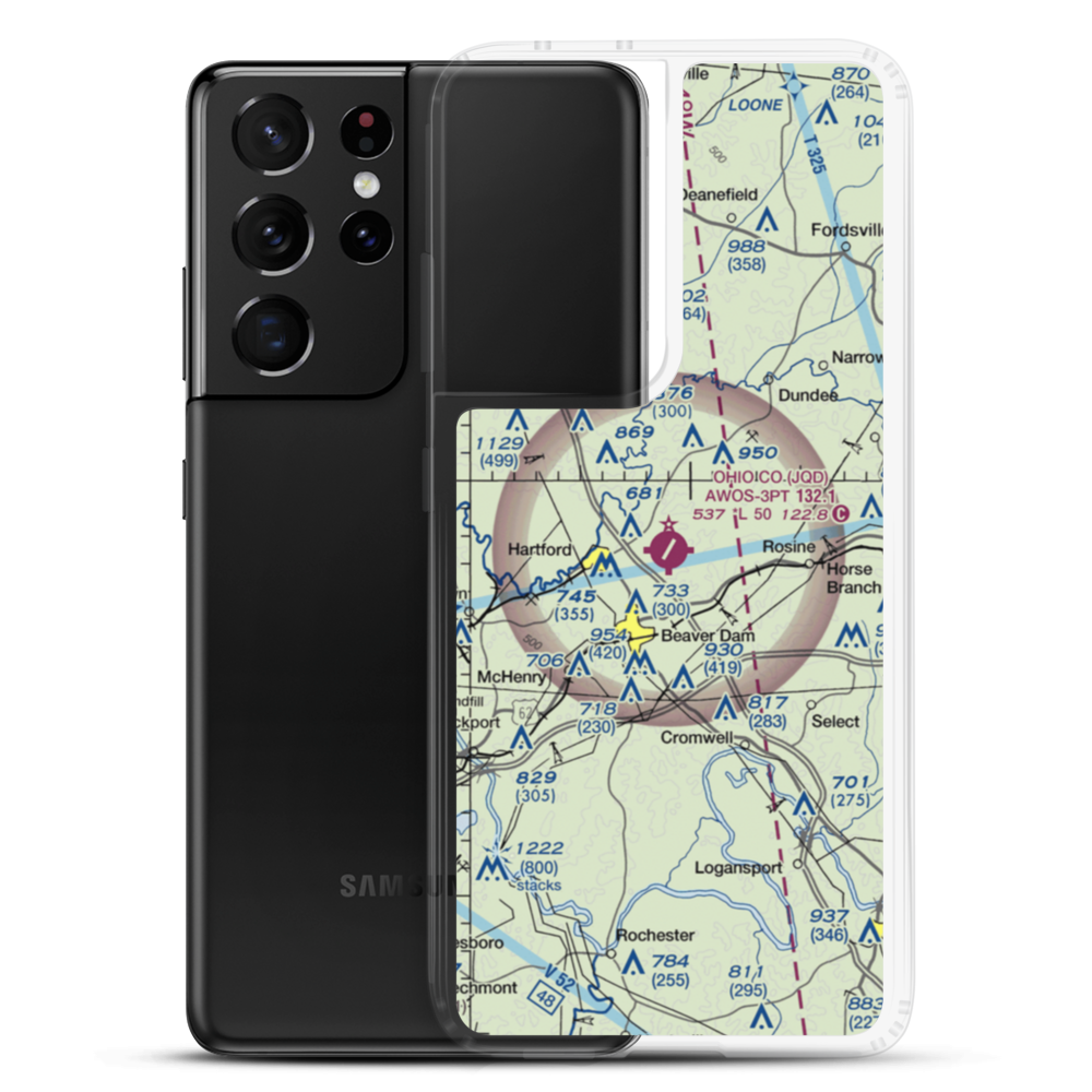 Ohio County Airport (JQD) VFR Sectional Samsung Case Samsung Galaxy S21 Ultra model shown