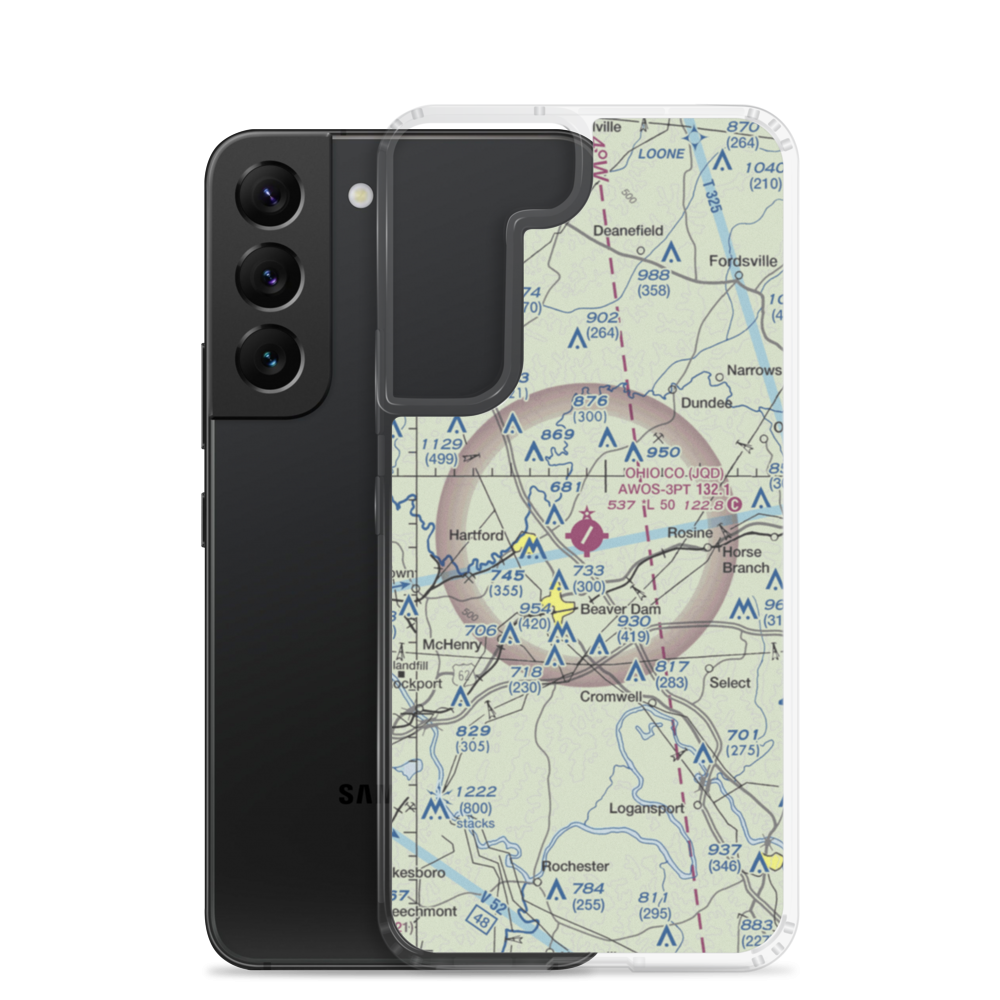 Ohio County Airport (JQD) VFR Sectional Samsung Case Samsung Galaxy S22 model shown