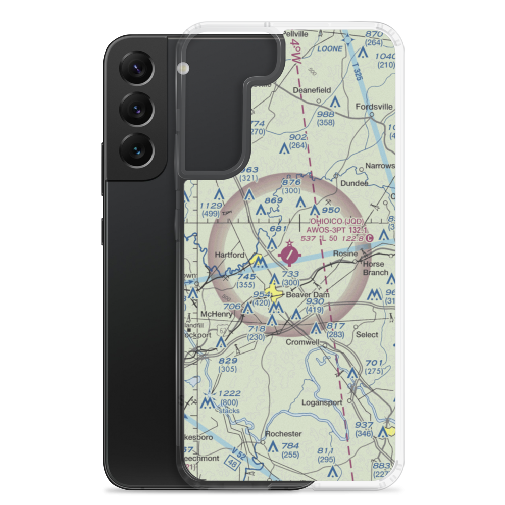 Ohio County Airport (JQD) VFR Sectional Samsung Case Samsung Galaxy S22 Plus model shown