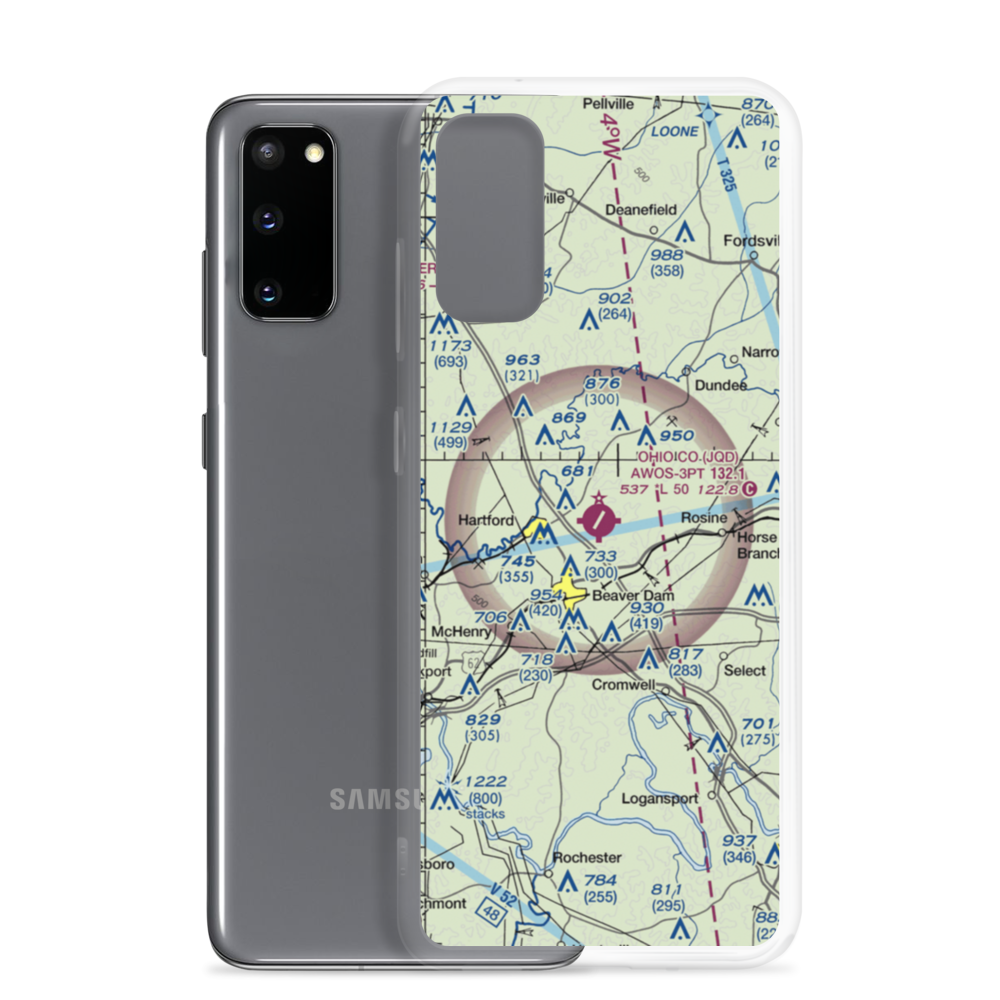 Ohio County Airport (JQD) VFR Sectional Samsung Case Samsung Galaxy S20 model shown