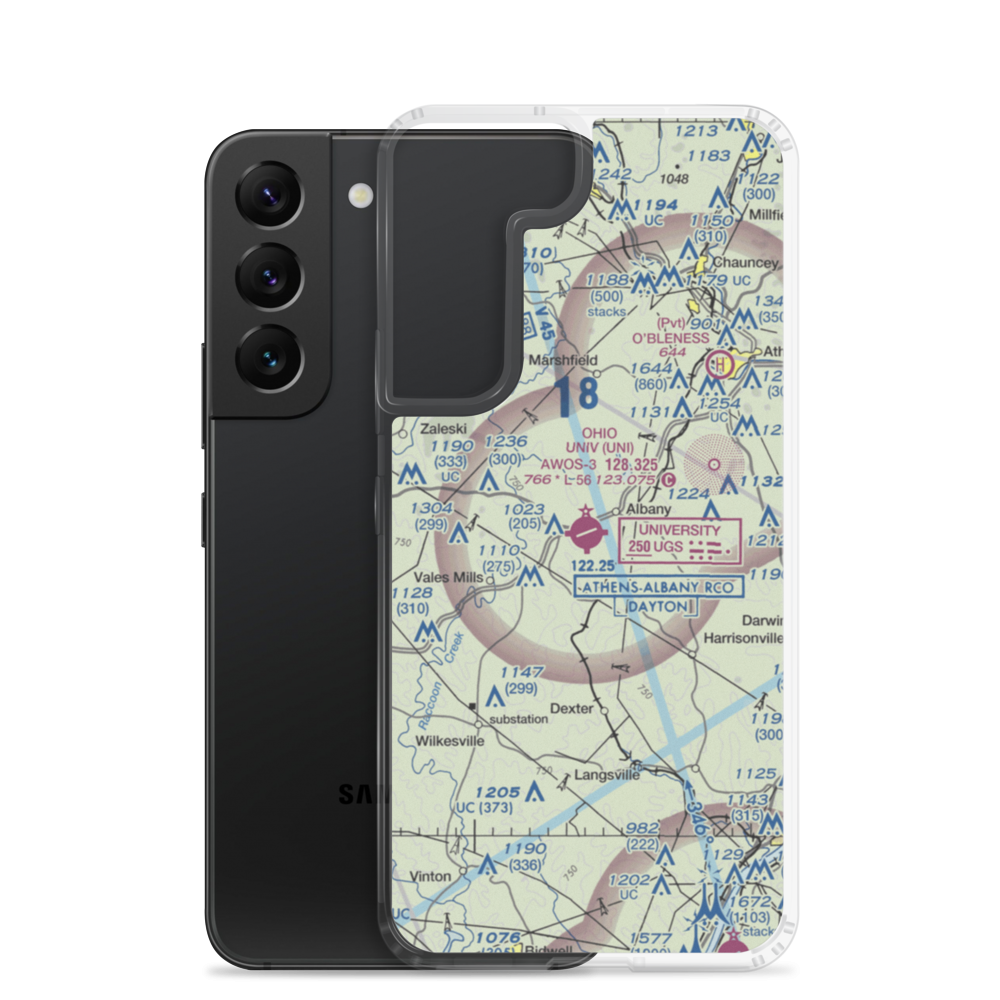 Ohio University Snyder Field (UNI) VFR Sectional Samsung Case Samsung Galaxy S22 model shown