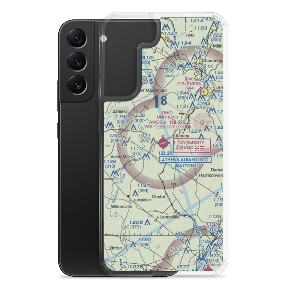 Ohio University Snyder Field (UNI) VFR Sectional Samsung Case Samsung Galaxy S22 Plus model shown