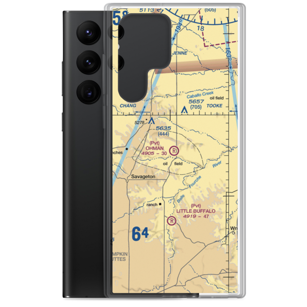 Ohman Ranch Airport (WY12) VFR Sectional Samsung Case Samsung Galaxy S22 Ultra model shown
