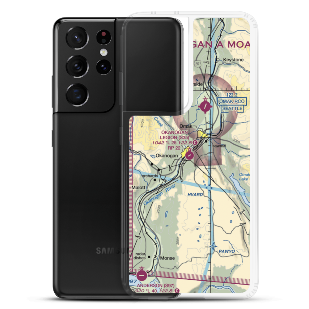Okanogan Legion Airport (S35) VFR Sectional Samsung Case Samsung Galaxy S21 Ultra model shown