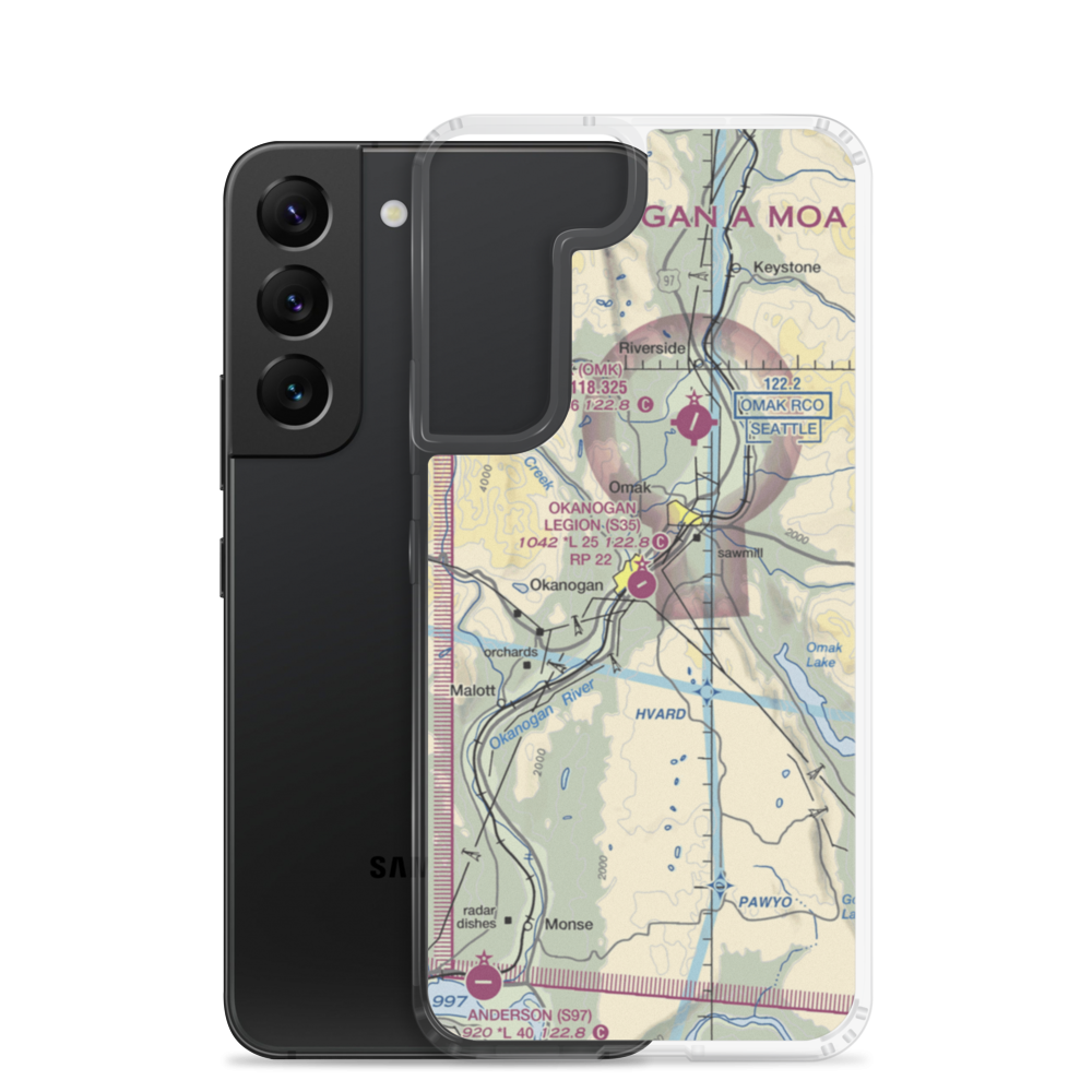 Okanogan Legion Airport (S35) VFR Sectional Samsung Case Samsung Galaxy S22 model shown