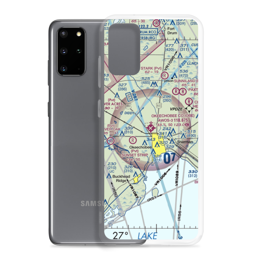 Okeechobee County Airport (OBE) VFR Sectional Samsung Case Samsung Galaxy S20 Plus model shown