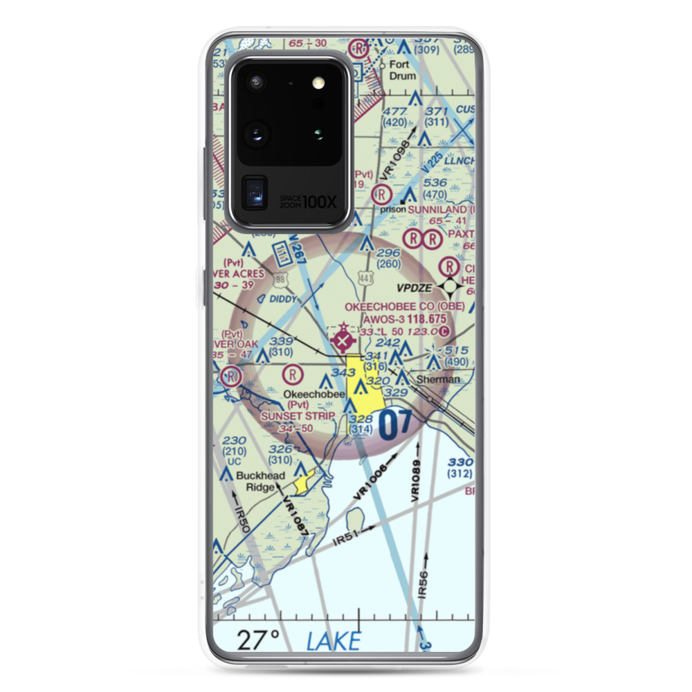 Okeechobee County Airport (OBE) VFR Sectional Samsung Case Samsung Galaxy S20 Ultra model shown