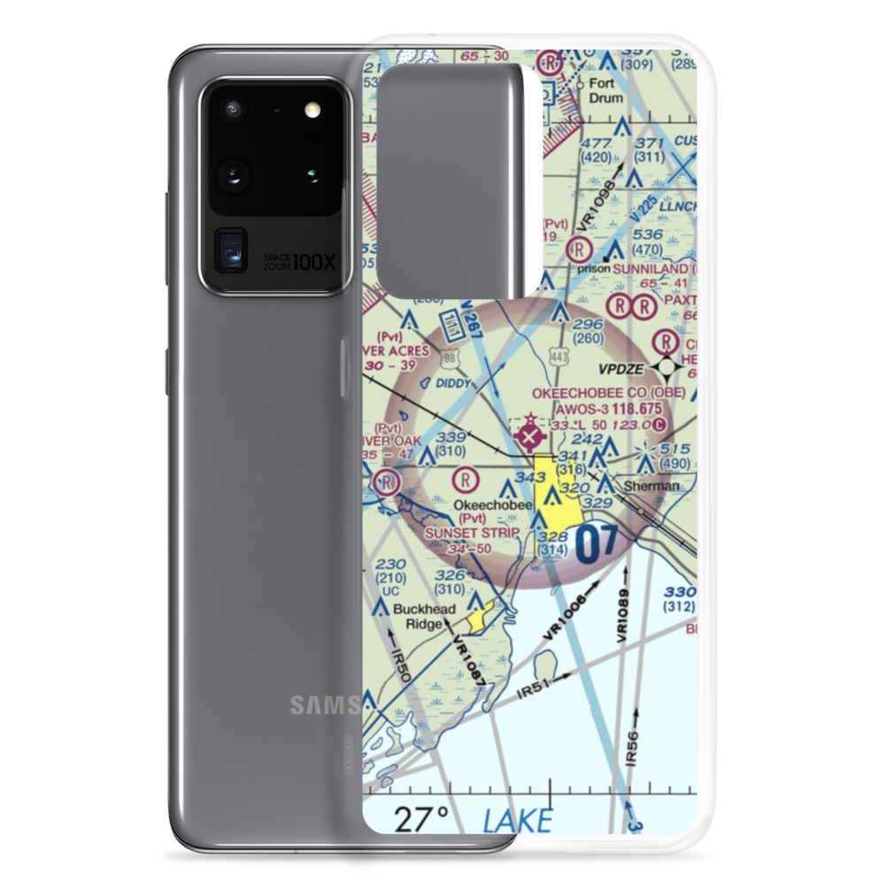 Okeechobee County Airport (OBE) VFR Sectional Samsung Case Samsung Galaxy S20 Ultra model shown