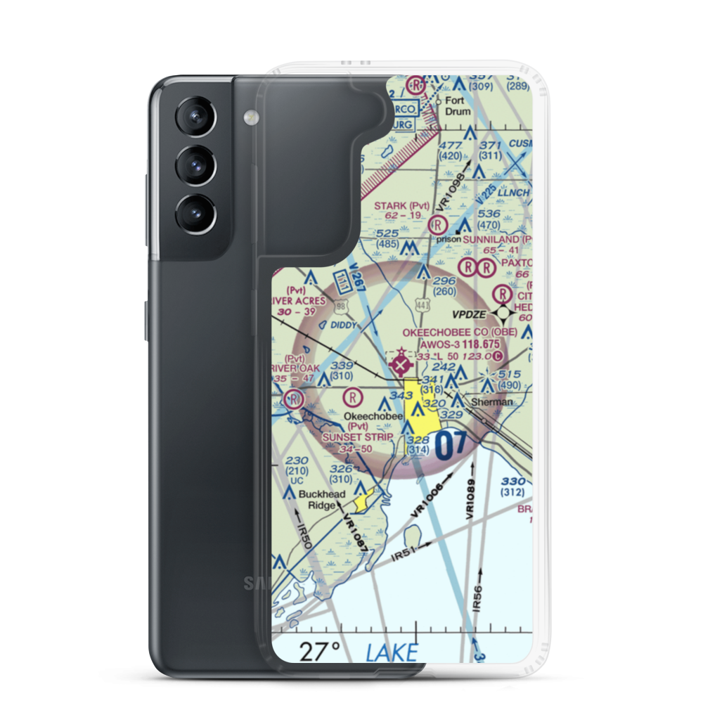 Okeechobee County Airport (OBE) VFR Sectional Samsung Case Samsung Galaxy S21 model shown