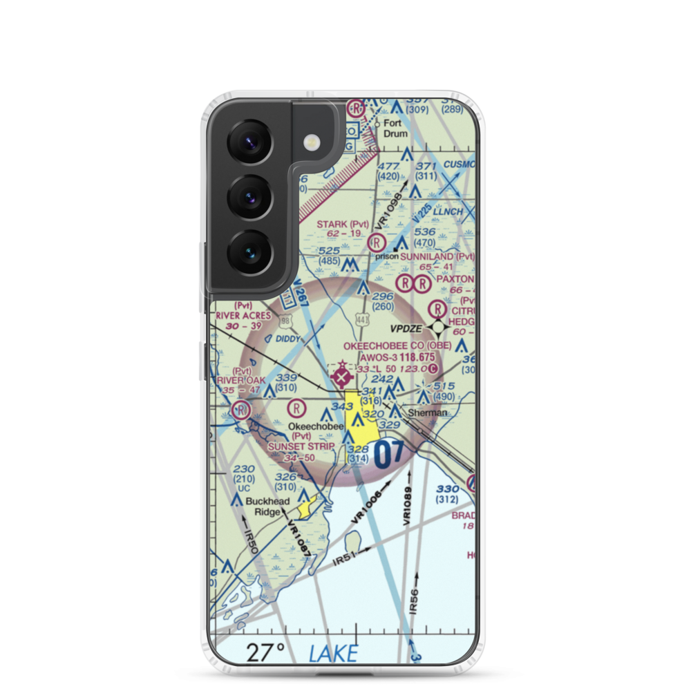 Okeechobee County Airport (OBE) VFR Sectional Samsung Case Samsung Galaxy S22 model shown