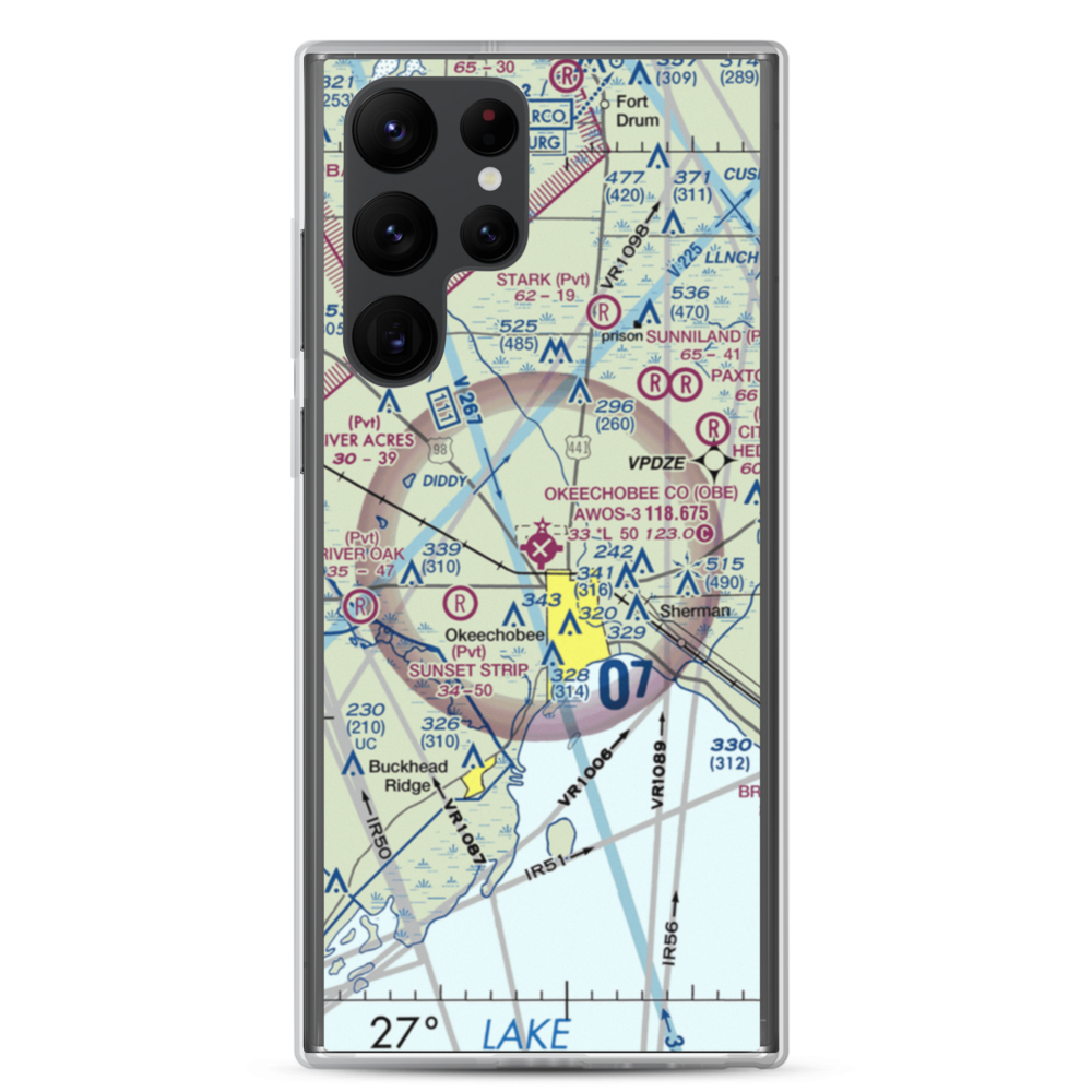 Okeechobee County Airport (OBE) VFR Sectional Samsung Case Samsung Galaxy S22 Ultra model shown