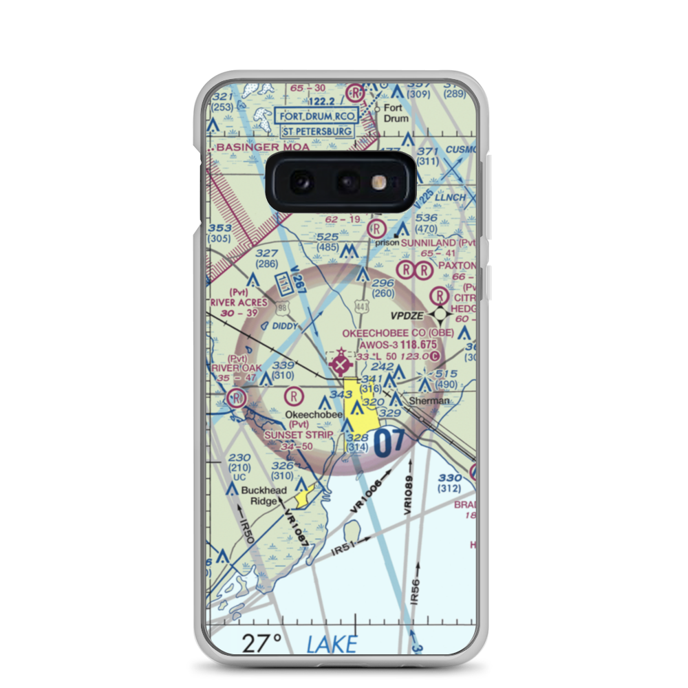 Okeechobee County Airport (OBE) VFR Sectional Samsung Case Samsung Galaxy S10e model shown