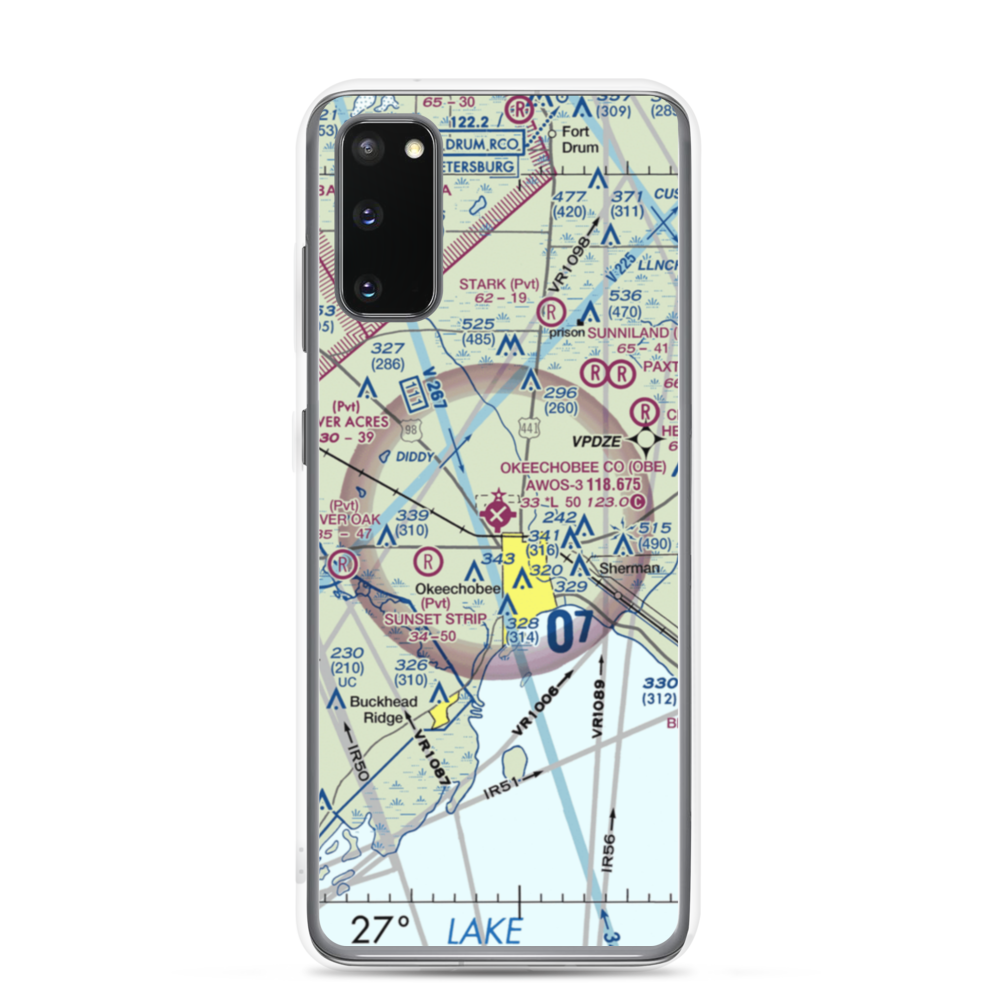 Okeechobee County Airport (OBE) VFR Sectional Samsung Case Samsung Galaxy S20 model shown
