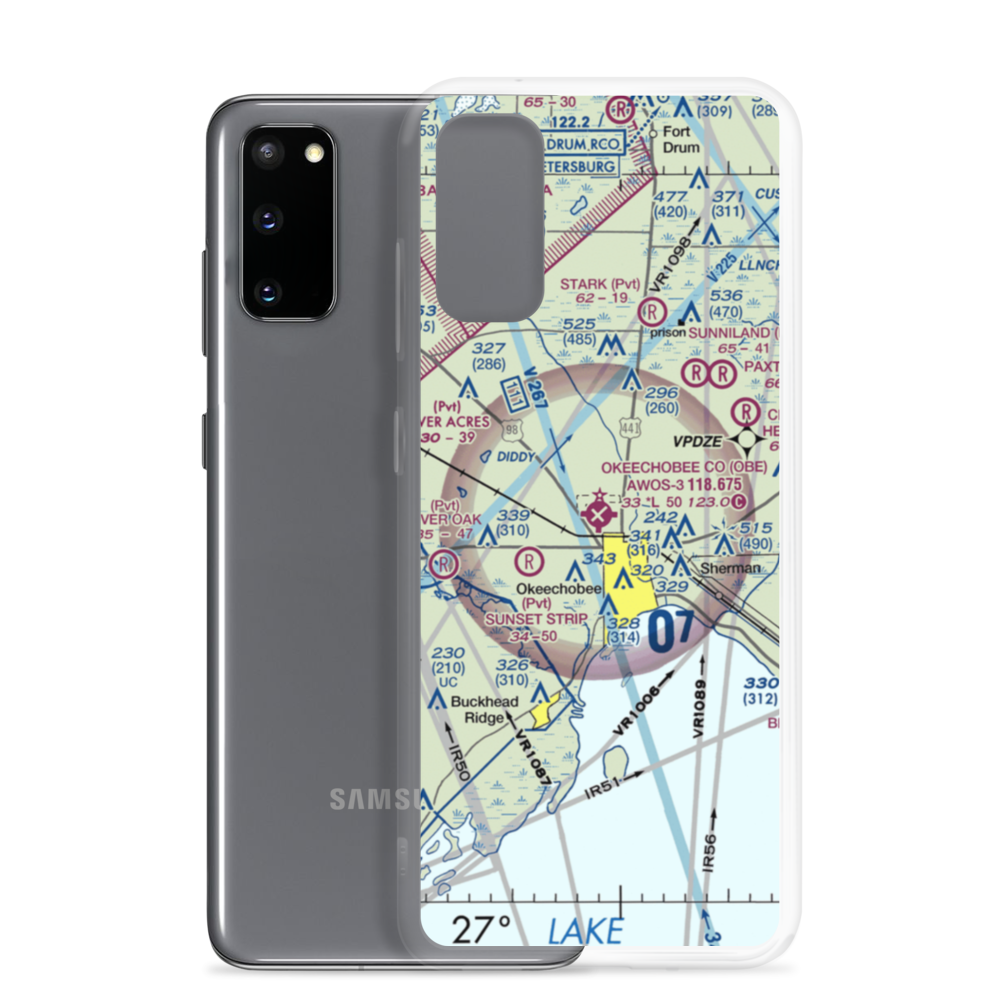 Okeechobee County Airport (OBE) VFR Sectional Samsung Case Samsung Galaxy S20 model shown