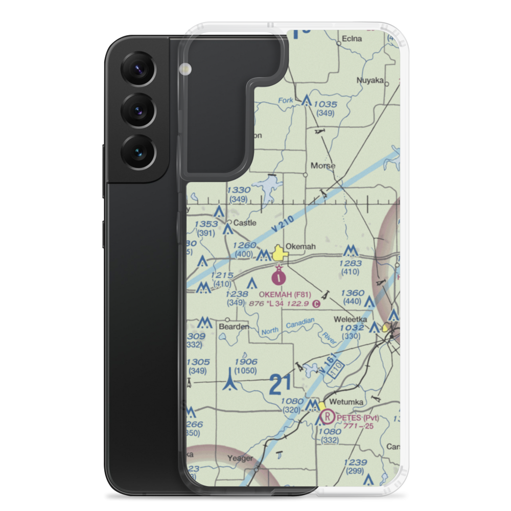 Okemah Flying Field (F81) VFR Sectional Samsung Case Samsung Galaxy S22 Plus model shown