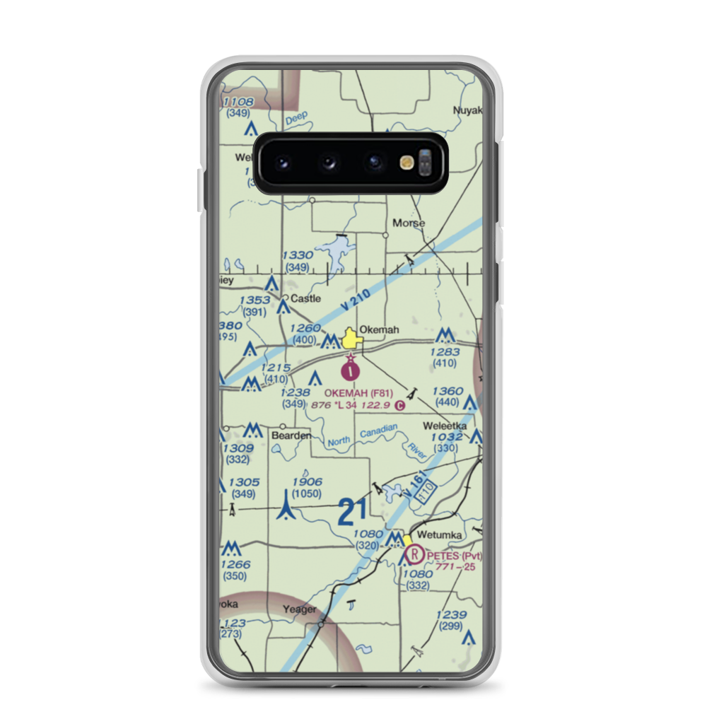 Okemah Municipal Airport (F81) VFR Sectional Samsung Case Samsung Galaxy S10 model shown