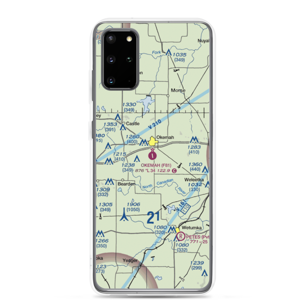 Okemah Municipal Airport (F81) VFR Sectional Samsung Case Samsung Galaxy S20 Plus model shown