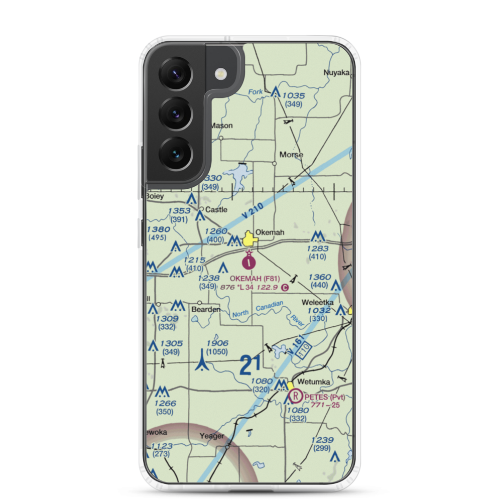Okemah Municipal Airport (F81) VFR Sectional Samsung Case Samsung Galaxy S22 Plus model shown