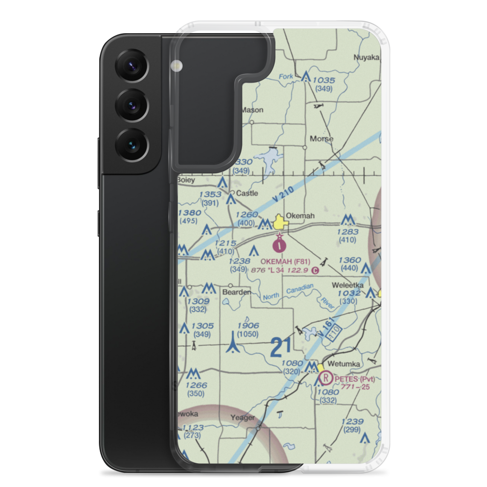 Okemah Municipal Airport (F81) VFR Sectional Samsung Case Samsung Galaxy S22 Plus model shown