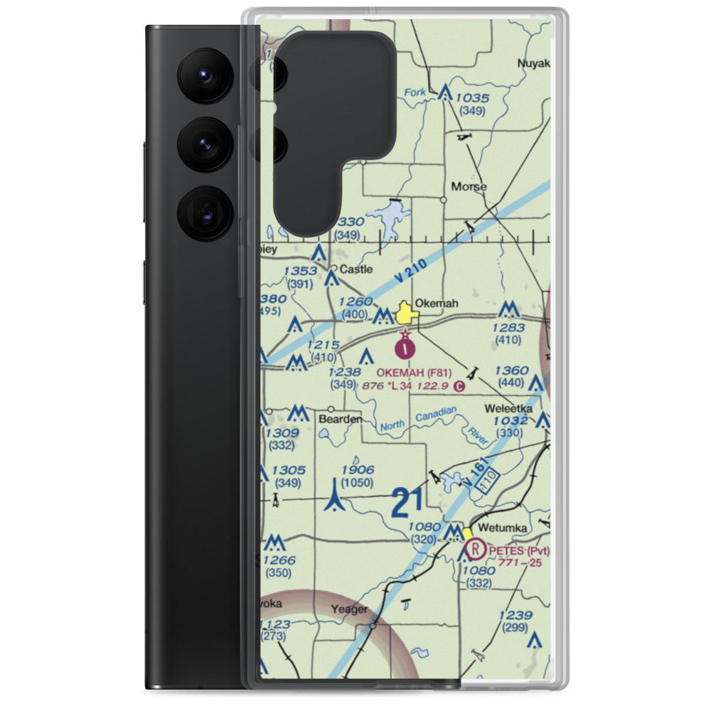 Okemah Municipal Airport (F81) VFR Sectional Samsung Case Samsung Galaxy S22 Ultra model shown