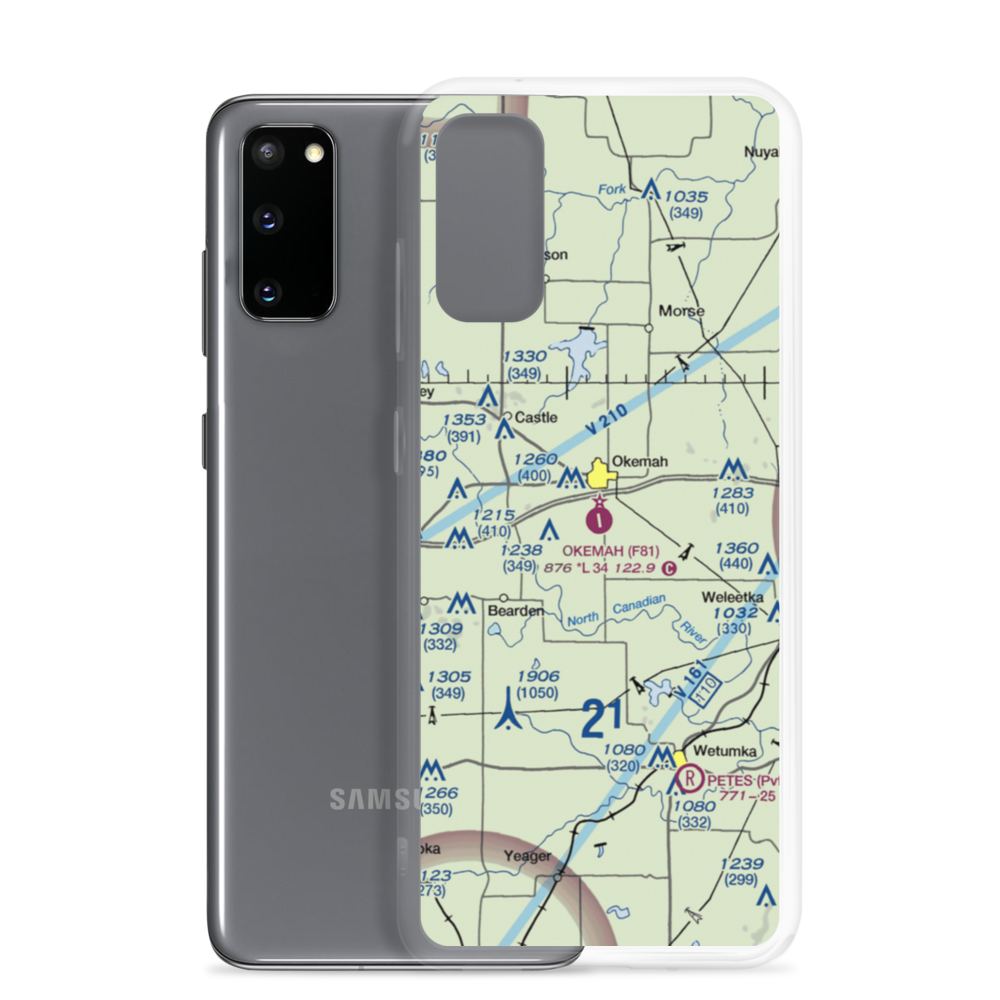 Okemah Municipal Airport (F81) VFR Sectional Samsung Case Samsung Galaxy S20 model shown