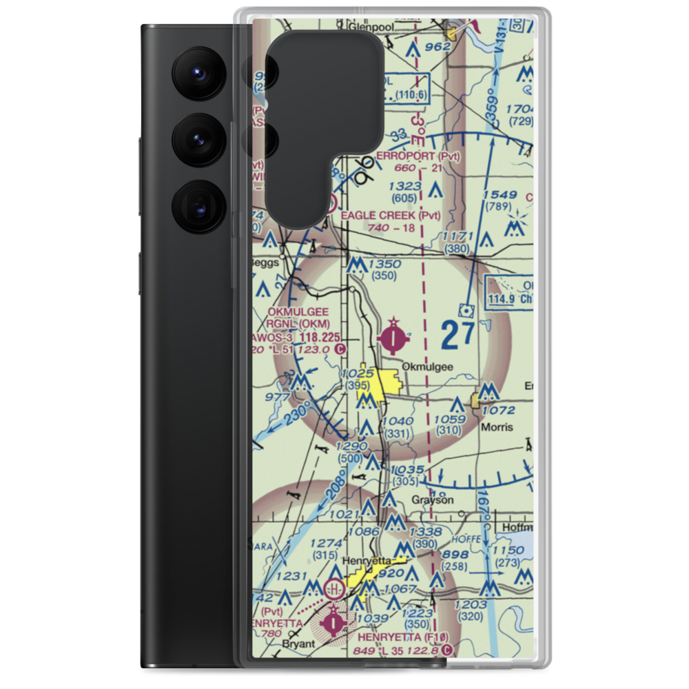 Okmulgee Regional Airport (OKM) VFR Sectional Samsung Case Samsung Galaxy S22 Ultra model shown