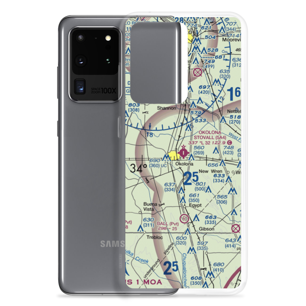 Okolona Municipal-Richard Stovall Field (5A4) VFR Sectional Samsung Case Samsung Galaxy S20 Ultra model shown