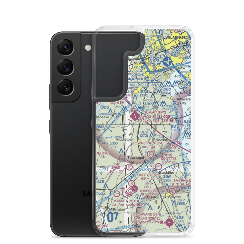 Okolona Plantation Airport (DE33) VFR Sectional Samsung Case Samsung Galaxy S22 model shown