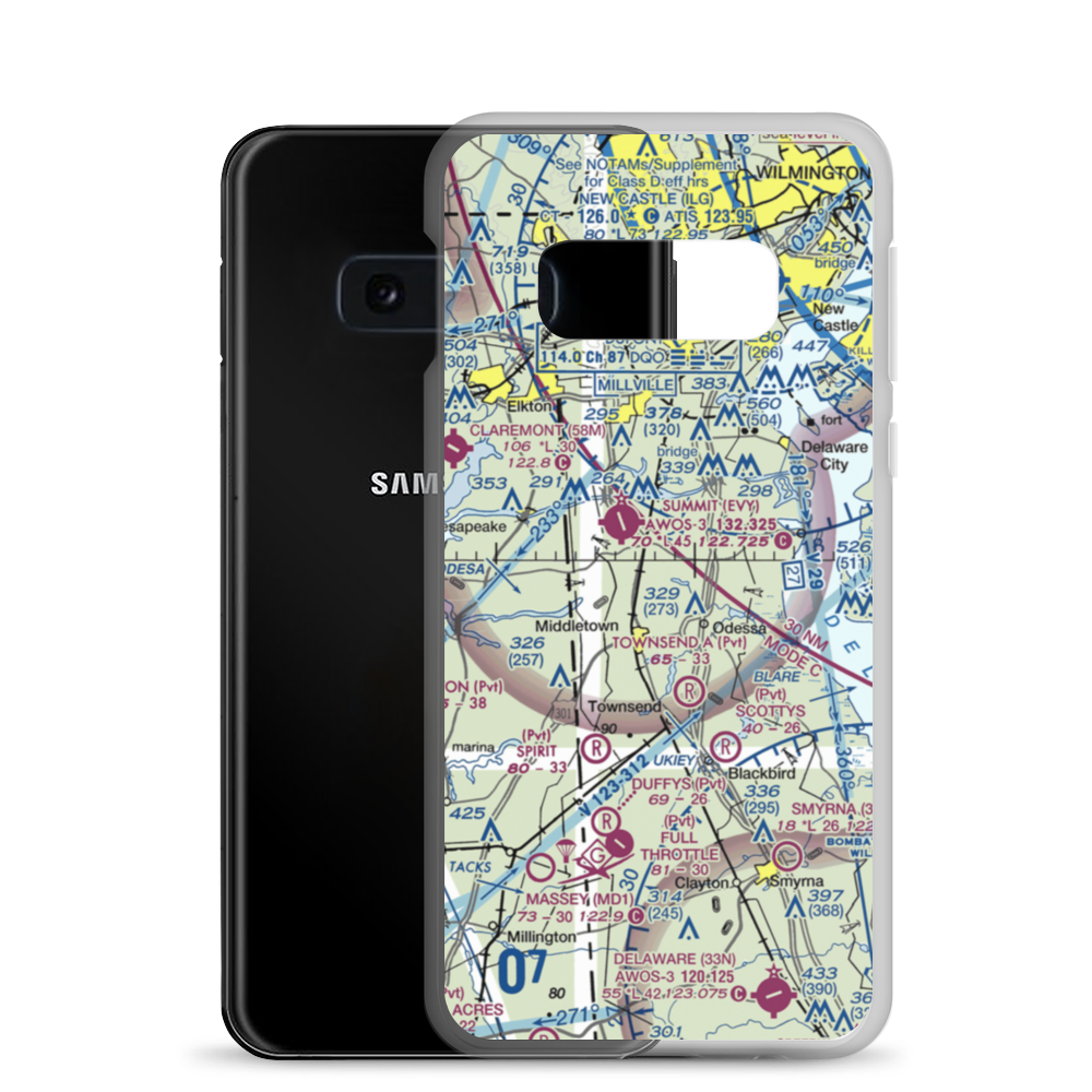 Okolona Plantation Airport (DE33) VFR Sectional Samsung Case Samsung Galaxy S10e model shown