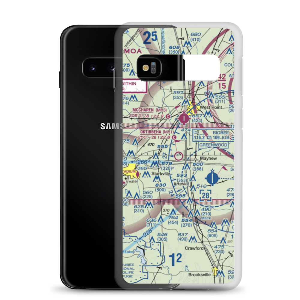 Oktibbeha Airport (M51) VFR Sectional Samsung Case Samsung Galaxy S10 model shown