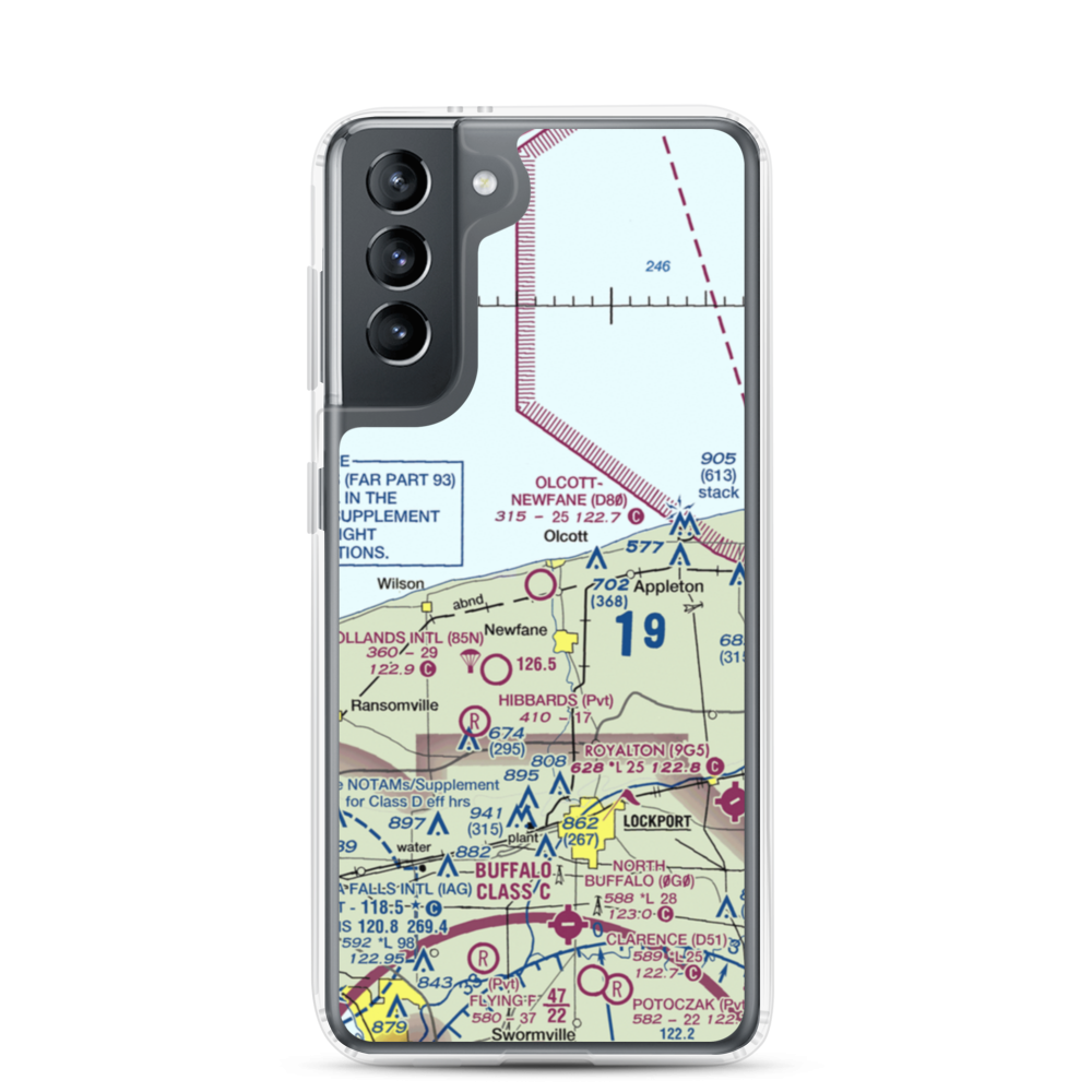 Olcott-Newfane Airport (D80) VFR Sectional Samsung Case Samsung Galaxy S21 model shown