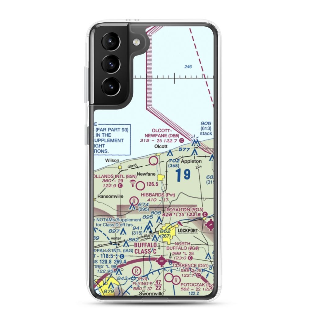 Olcott-Newfane Airport (D80) VFR Sectional Samsung Case Samsung Galaxy S21 Plus model shown