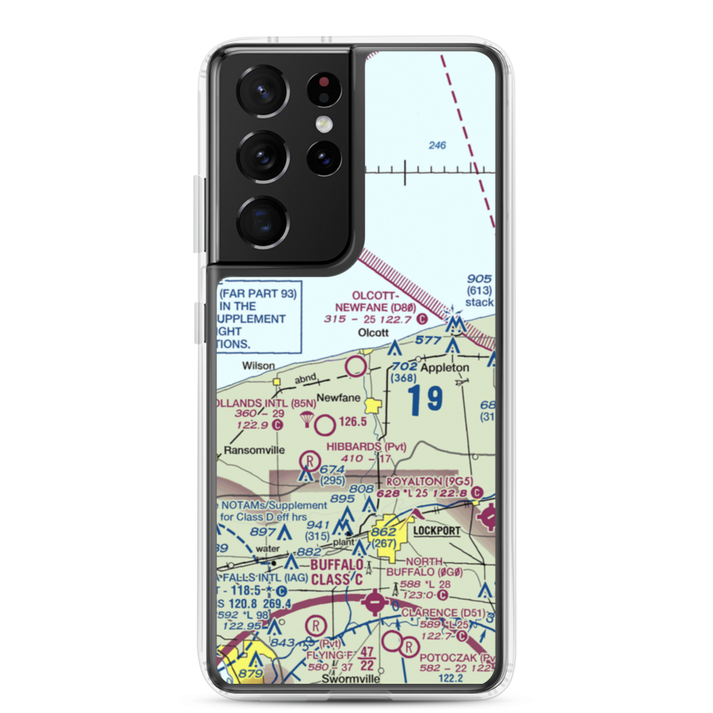 Olcott-Newfane Airport (D80) VFR Sectional Samsung Case Samsung Galaxy S21 Ultra model shown