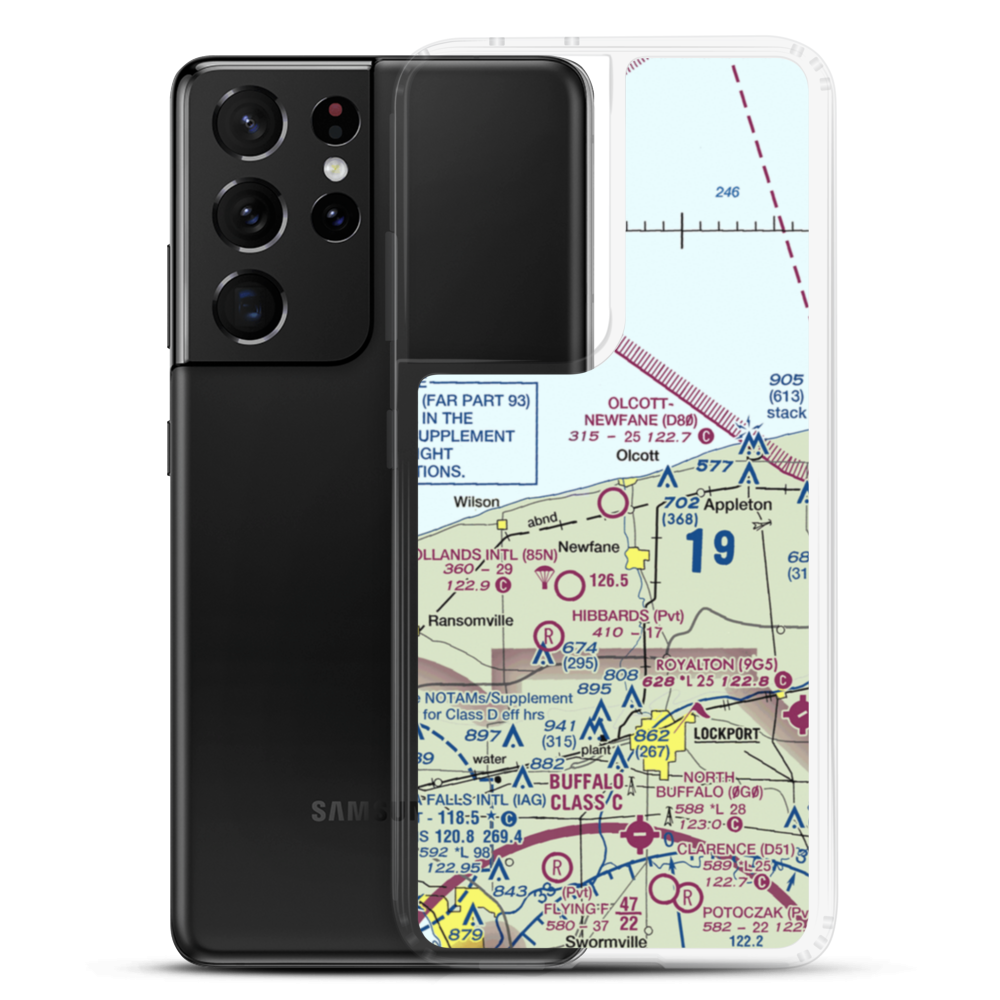 Olcott-Newfane Airport (D80) VFR Sectional Samsung Case Samsung Galaxy S21 Ultra model shown